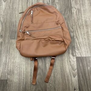 No brand brown full size faux leather back pack